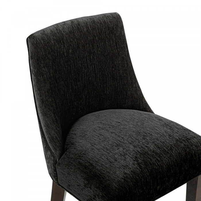 Beever Modern Chenille Wood Counter Stool in Black