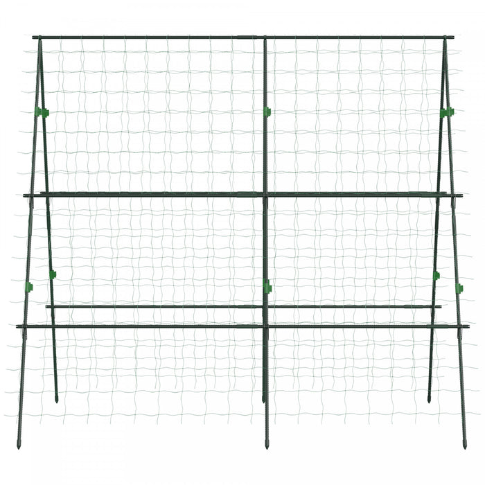 Outsunny Metal Tomato Cage With Net For Climbing Plants Vegetables, Green