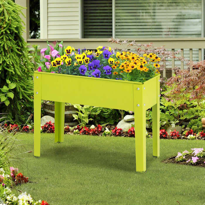 Costway 24\" Raised Garden Bed With Legs Metal Elevated Planter Box Drainage Hole Backyard Green
