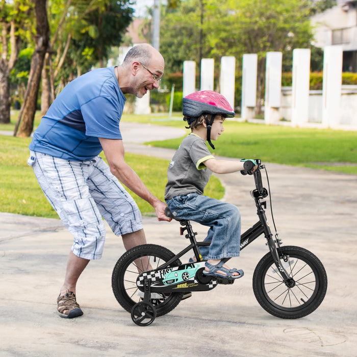 Costway 14\" Kids Training Bike With Removable Training Wheels Pneumatic Tires Black