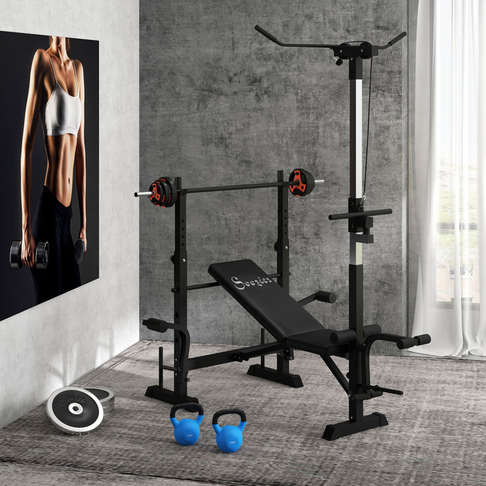 Soozier Adjustable Weight Bench W/ Pulley System, Full Body Workout Bench