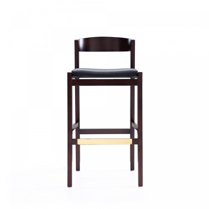 Klismos Mid-Century Modern Wood Upholstered Barstool in Black - Set of 2