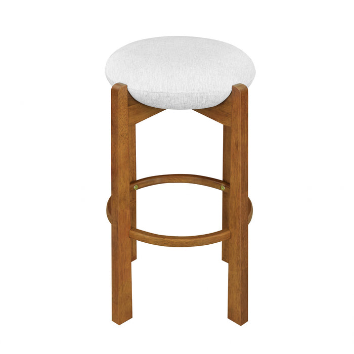 Olivia Rubberwood Indoor Round Seat Bar Stool Set of 4 with Durable Frame and Fabric