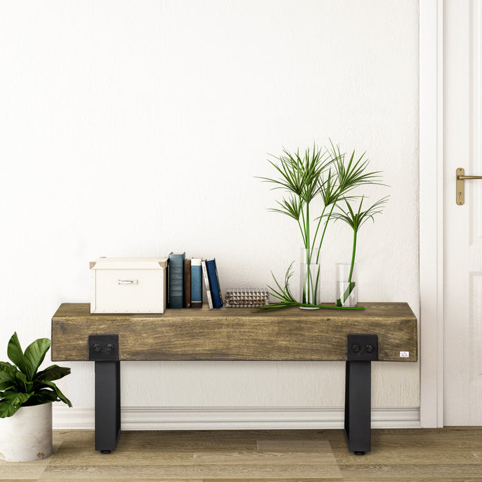 Homcom Garden Bench With Metal Legs, Concrete Dining Bench Patio