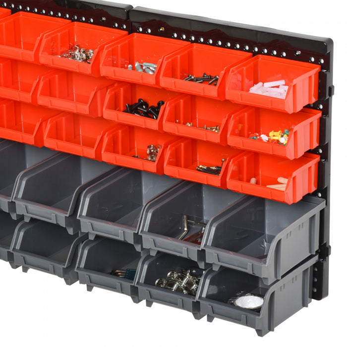 Durhand Wall Mounted Storage Bin Rack Tool Organizer With 30 Bins