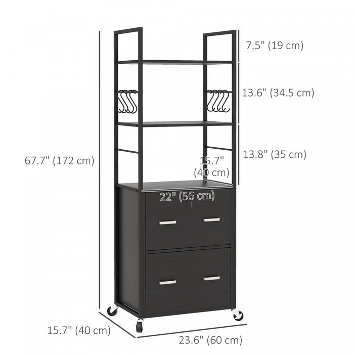 Vinsetto 2 Drawer File Cabinet with Lock, Adjustable Hanging Bar, Black