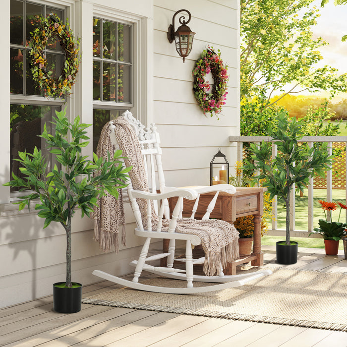 HOMCOM Set of 2 Fake Plants with 345 Leaves, Lifelike Laurel Trees, Green