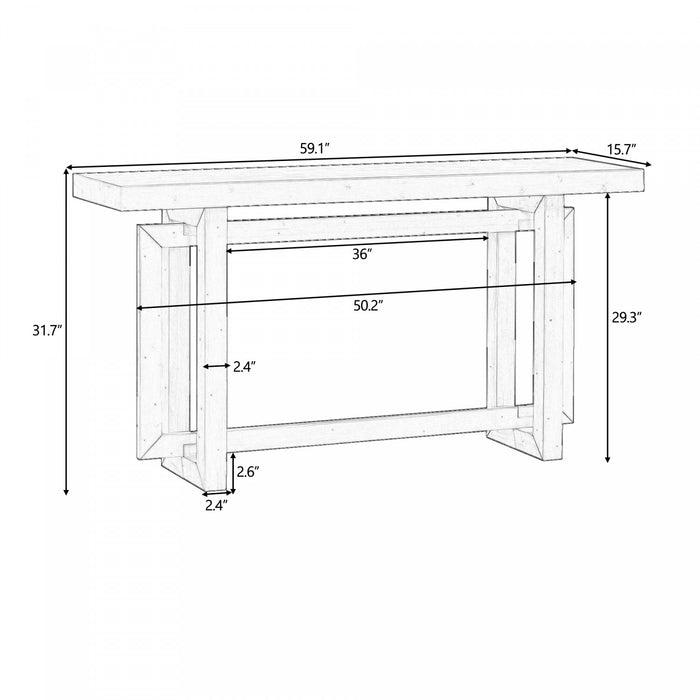 Ethan 59.1'' Triple Rectangle Design Painted Entryway Table with Pine Wood Legs,Black Sofa Table