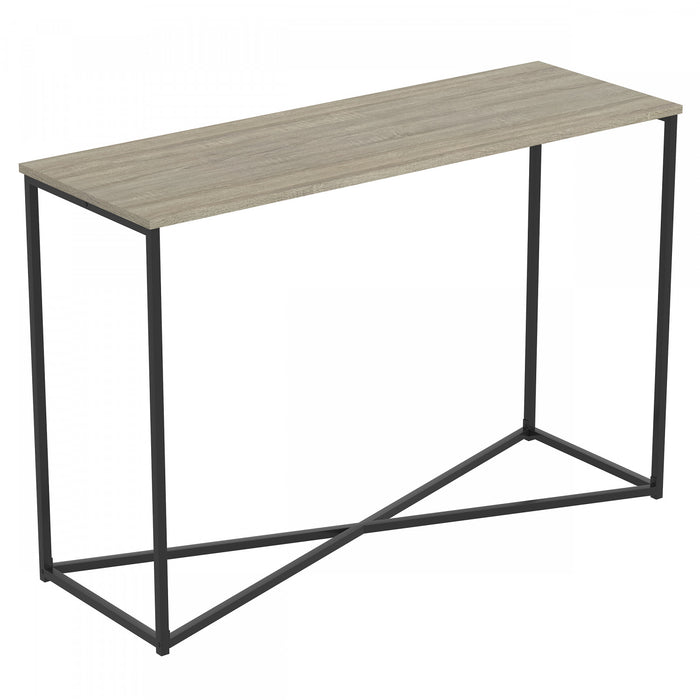 44” Console Table - Dark Taupe With Black Metal Base