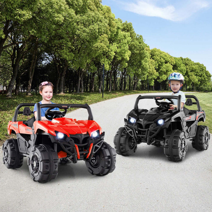 Costway 12v Kids Ride On Truck With Remote Control Slow Start Safety Belt Rear Storage Black