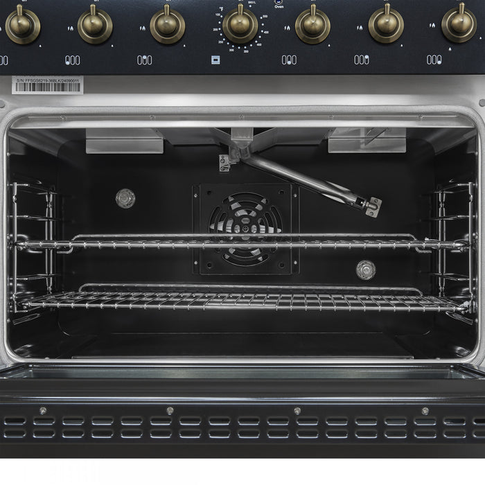 Forno Antico 36\" Freestanding Gas Range, Black, Convection Oven- FFSGS6219-36BLK