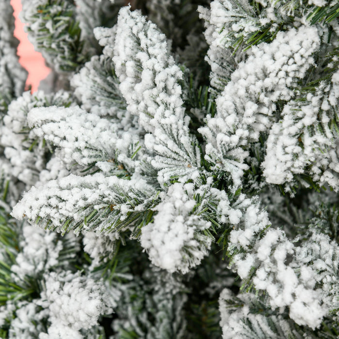 Homcom Snow Flocked Artificial Christmas Tree With Realistic Branches Tips