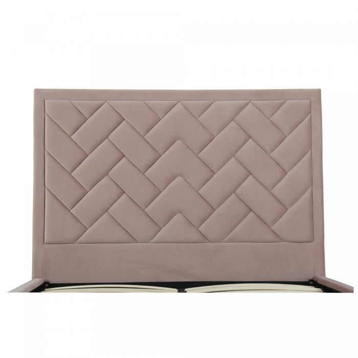 Crosby Modern Upholstered Velvet Queen Bed in Blush