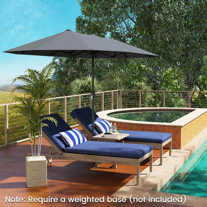 Costway 13 FT Large Patio Umbrella Outdoor Double-Sided Table Market Umbrella for Garden Gray