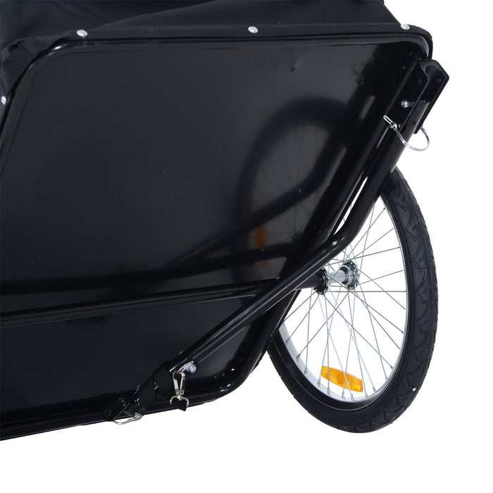 Homcom Bike Cargo Trailer Bicycle Luggage Carrier Cart With Cover White Black