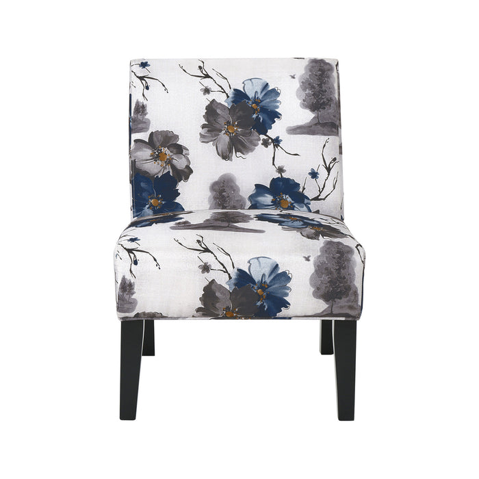 Oliver Linen-look Fabric Accent Chair With Rubberwood Legs- Blue, Multicolour