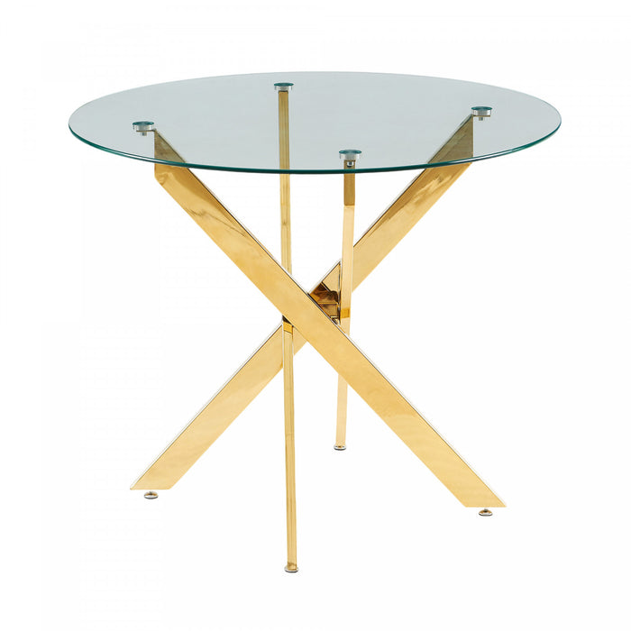 Aiden 5-Piece Dining Set with Glass Table and Velvet Chairs,Orange Dining Room Set