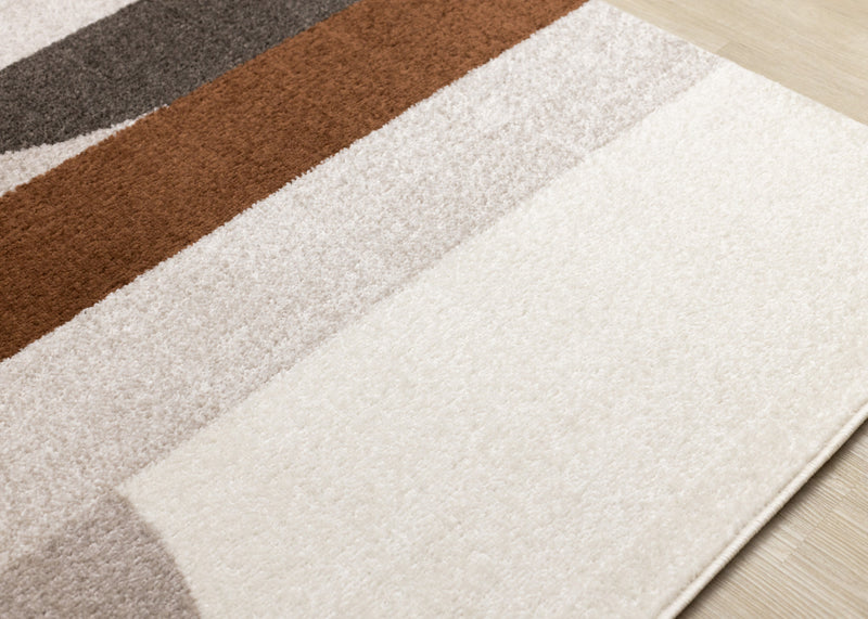 Marley Geometric Curves Taupe Oxblood Area Rug - 5'3\" x 7'7\"