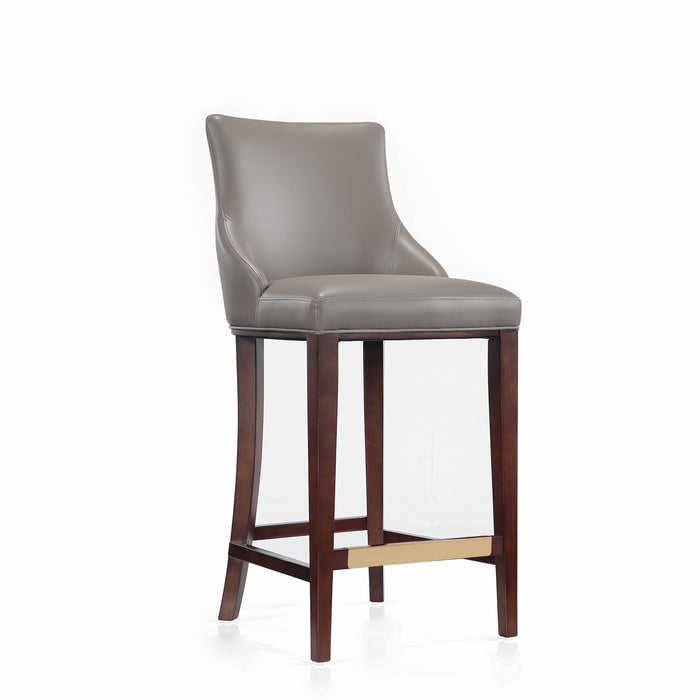 Shubert Modern Wood Upholstered Barstool in Dark Taupe - Set of 2