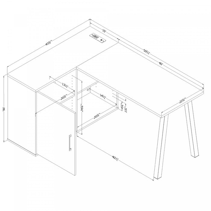 Zolten L-Shaped Desk with Power Bar - Natural Walnut