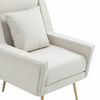 Vista Mid-Century Modern Metal Upholstered Lounge Chair in Ecru | Fauteuil lounge Vista style moderne du milieu du siecle en metal et tissu, coloris ecru
