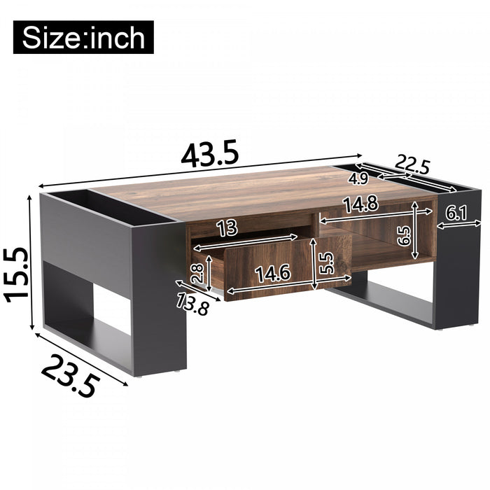 Kay Coffee Table With Handleless Drawer And Double Storage,grey