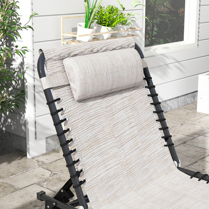 Outsunny 2 Pcs Lounge Chairs, Chaise Lounges With Headrest Cream White