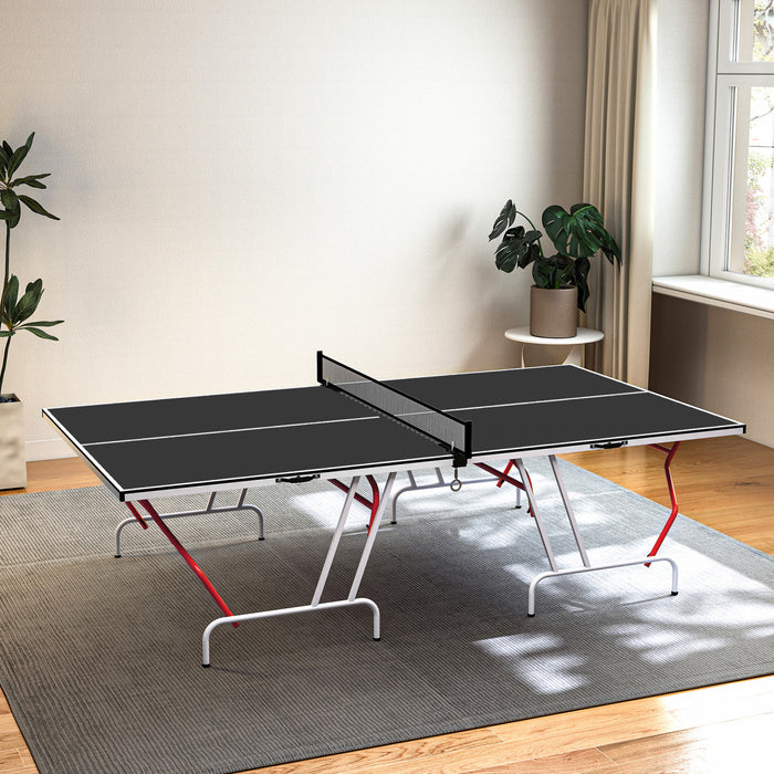 Soozier 9' x 5' Full Size Ping Pong Table, Table Tennis Table, Dark Grey
