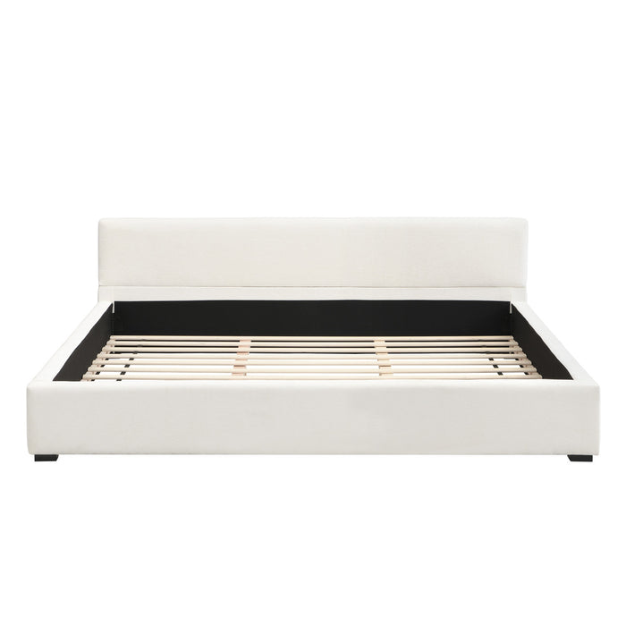Charlotte Elegant Wide-edge Upholstered Bed,Queen Size, Beige Queen Bed