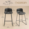HOMCOM Modern Bar Stools Set of 2, PU Leather Upholstered Barstools, Black