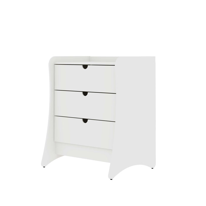 Coney Mid-Century Modern 28\" Nightstand in White (3-Drawer)