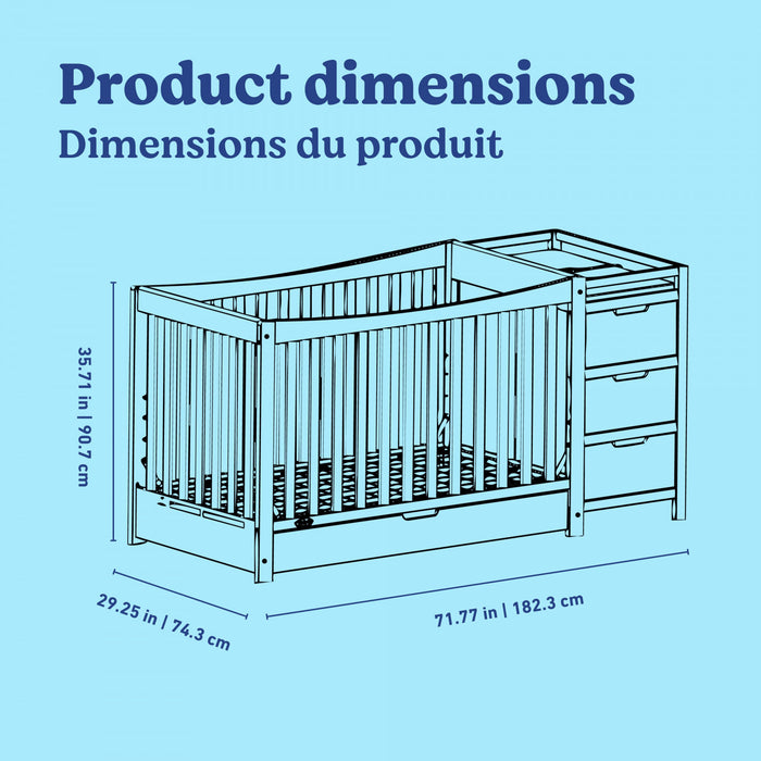 Graco Remi 4-in-1 Convertible Crib and Changer - Pebble Gray/White