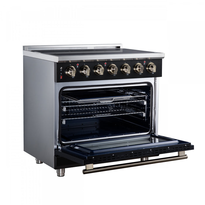 Forno Massimo 36 Inch Freestanding Electric Range, 5 radiant burners, 5.36 cu.ft., Black- FFSEL6020-36BLK