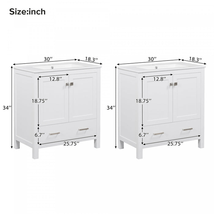 Solstice 60 Inch Single Sink Bathroom Vanity with Soft-Close Doors and Drawer, White