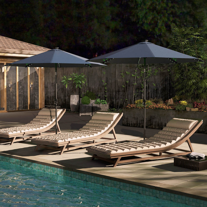 Costway 10 FT Solar Patio Umbrella with 96 LED Lights 35° Adjustable Tilt Vented Top Navy