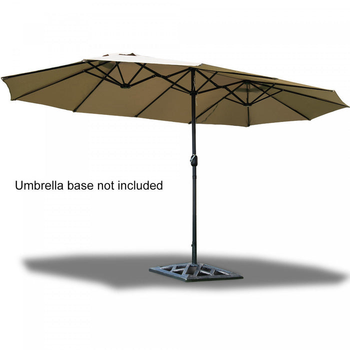 Costway 15' Market Outdoor Umbrella Double-Sided Twin Patio w/ Crank Beige