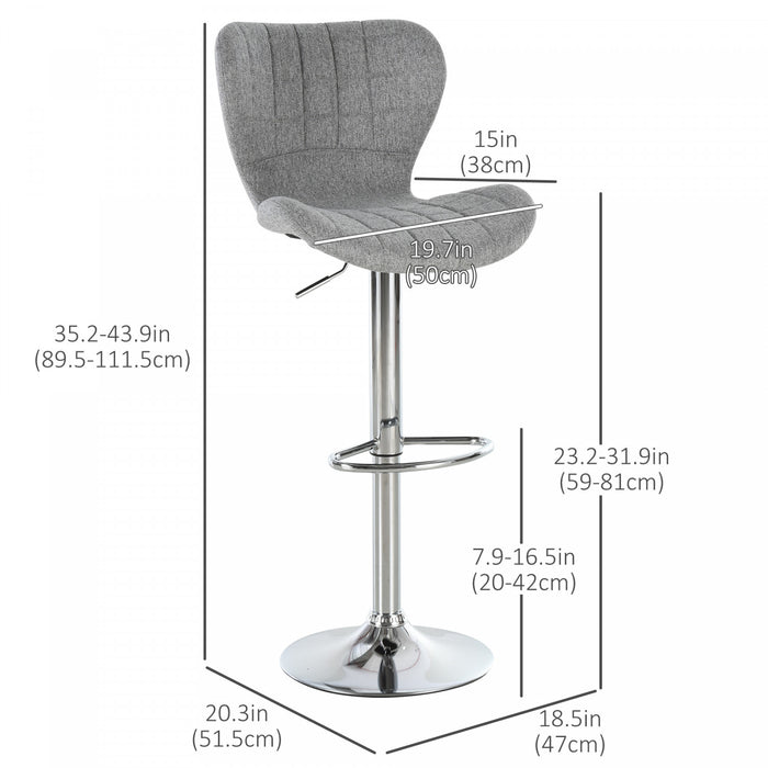 HOMCOM Swivel Adjustable Counter Height Bar Stools Set of 2 with Footrest