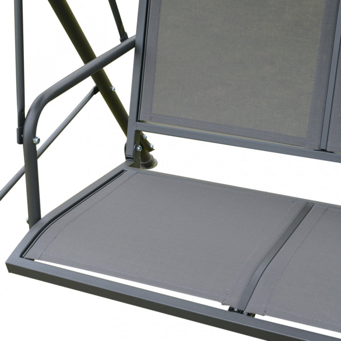 Outsunny 3-seater Porch Swing Chair, Covered Garden Hammock, A-frame Outdoor Swing, Porch Glider Sling Seat W/adjustable Canopy Cover Weather Resistant Grey