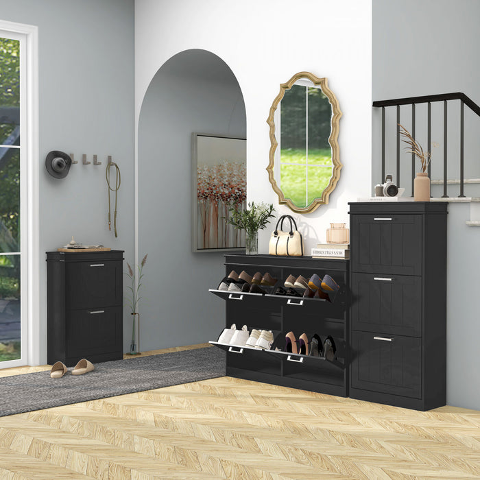 HOMCOM Narrow Shoe Cabinet for Entryway with Flip Drawers Adjustable Shelf