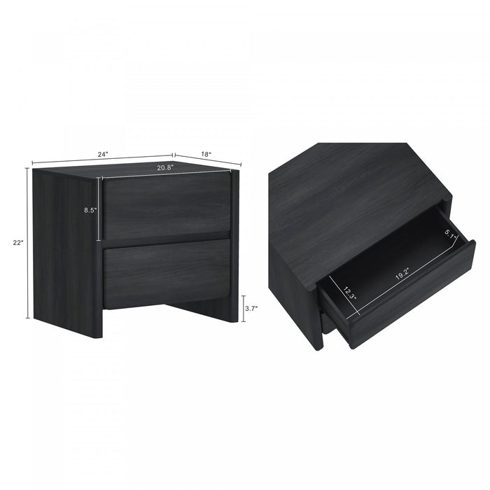 Linda Modern 2-Piece Dresser and Nightstand in Charcoal Gray