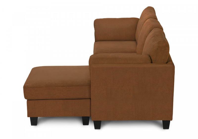Upholstered Sofa Chaise Lounger, Rust Fabric, Modern, Contemporary Sofa