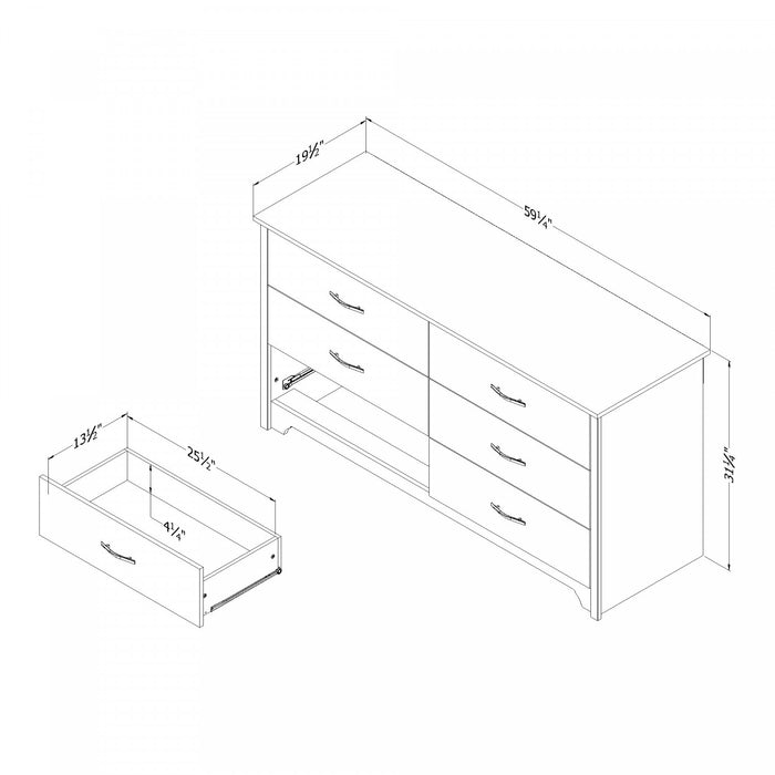 Fusion 6-drawer Dresser - Bleached Oak 