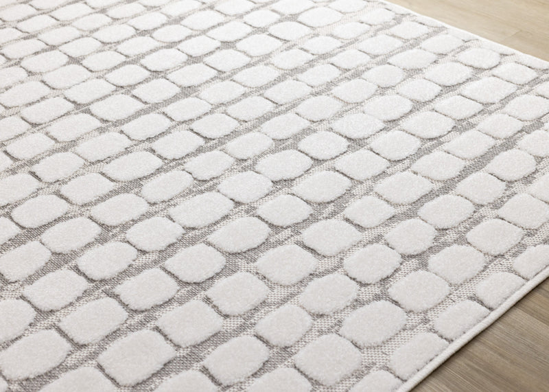 Oslo White Great Pebble Patterned Rug, 7'10\" x 10'6\" Indoor Area Rug