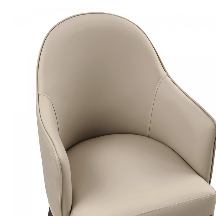 Hillman Modern Vegan Leather and Velvet Wood Armchair in Sand - Set of 2
