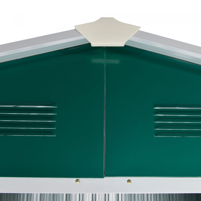 Outsunny 8' X 6' Outdoor Storage Shed, Metal Garden Tool Storage House With Lockable Sliding Doors And Vents For Backyard Patio Lawn, Green