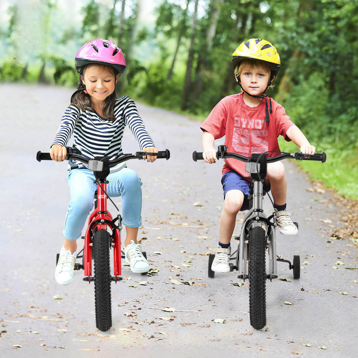 Costway 14-inch Kid's Bike For 3-5 Years Old With Adjustable Saddle & Anti-slip Handlebar Silver