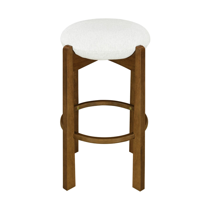 Olivia Rubberwood Indoor Round Seat Bar Stool Set of 4 with Durable Frame and Fabric