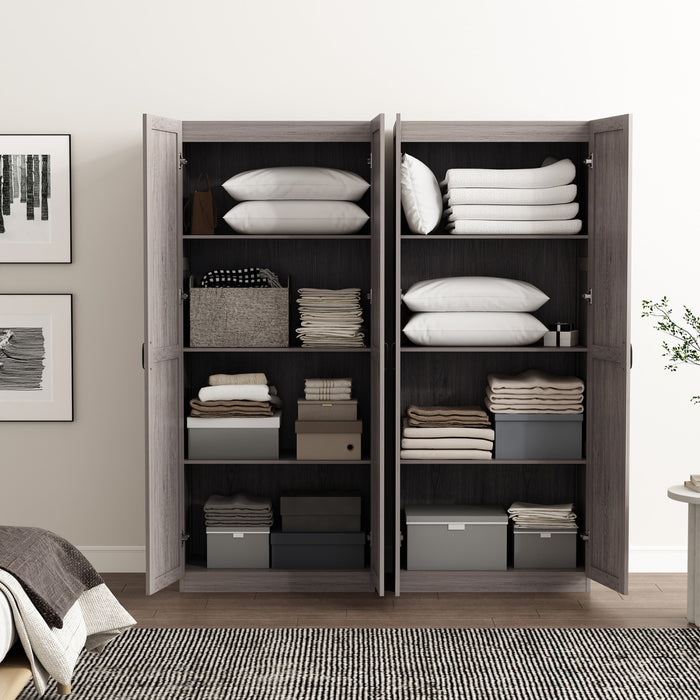 Cornelia Modern 30\" Storage Cabinet in Gray (4-Shelf) - Set of 2 Bookcase