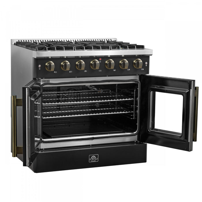 Forno Galiano 36\" Black Gas Range, 4.32 cu.ft- FFSGS6444-30BLK