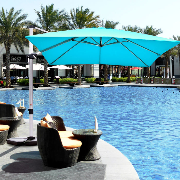Costway 10Ft Square Patio Offset Cantilever Umbrella 360 Degree Tilt Aluminum Blue